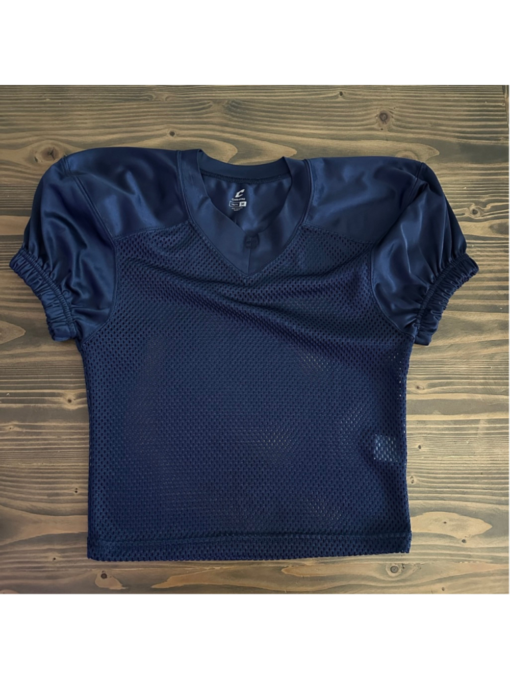 CHAMPRO Youth Football Jersey Navy Blue Mesh V-Neck Size M CS